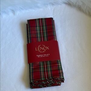 Lenox Festive Red and Green Plaid Napkins